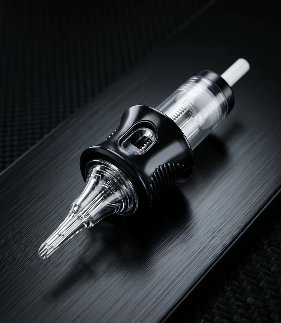 Close-up of AXIS medical-grade tattoo cartridge needle